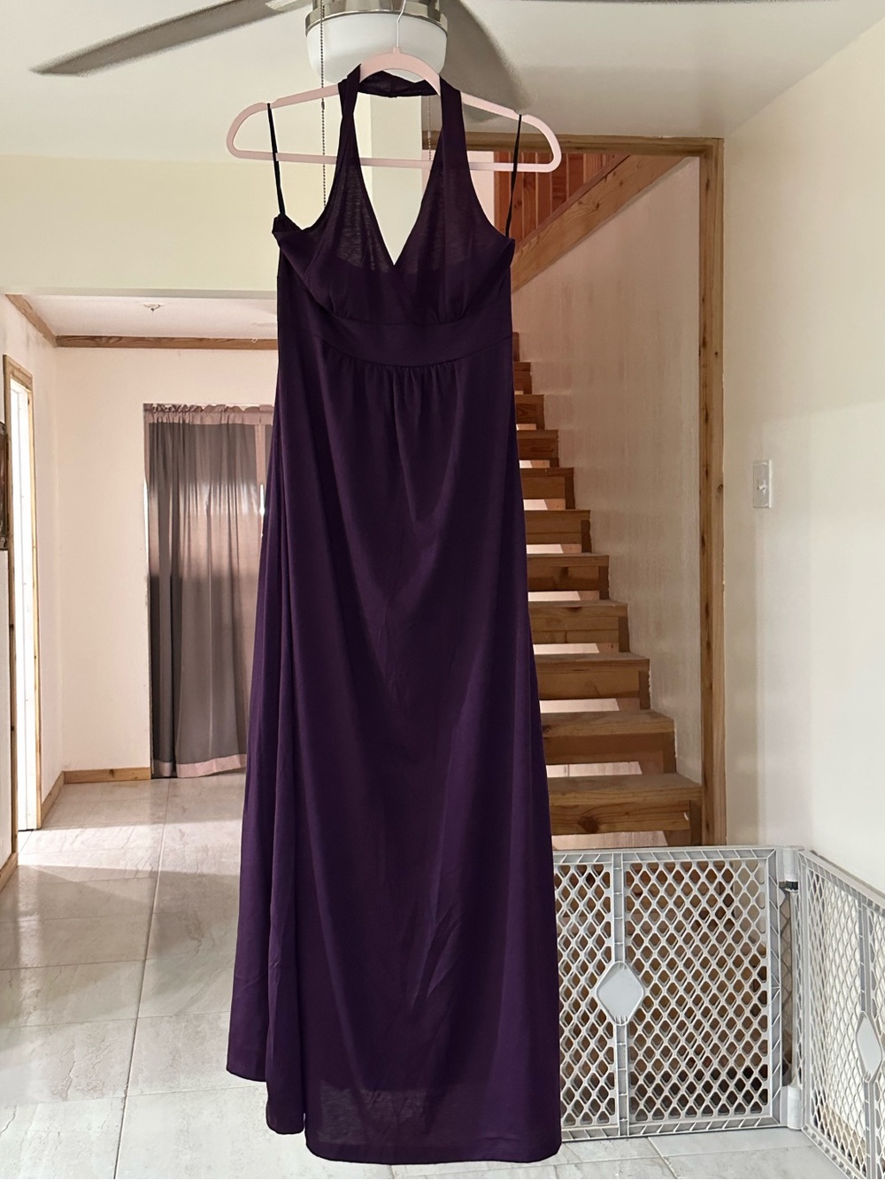 Elegant Deep Plum Halter Maxi Dress